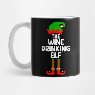 Wine Drinking Elf Matching Family Group Christmas Party Pajama Mug